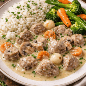 Blanquette de veau, riz et légumes