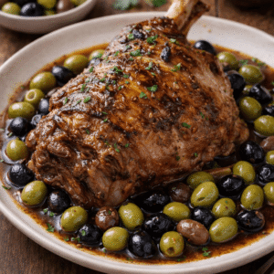 Epaule d'Agneau confite aux olives