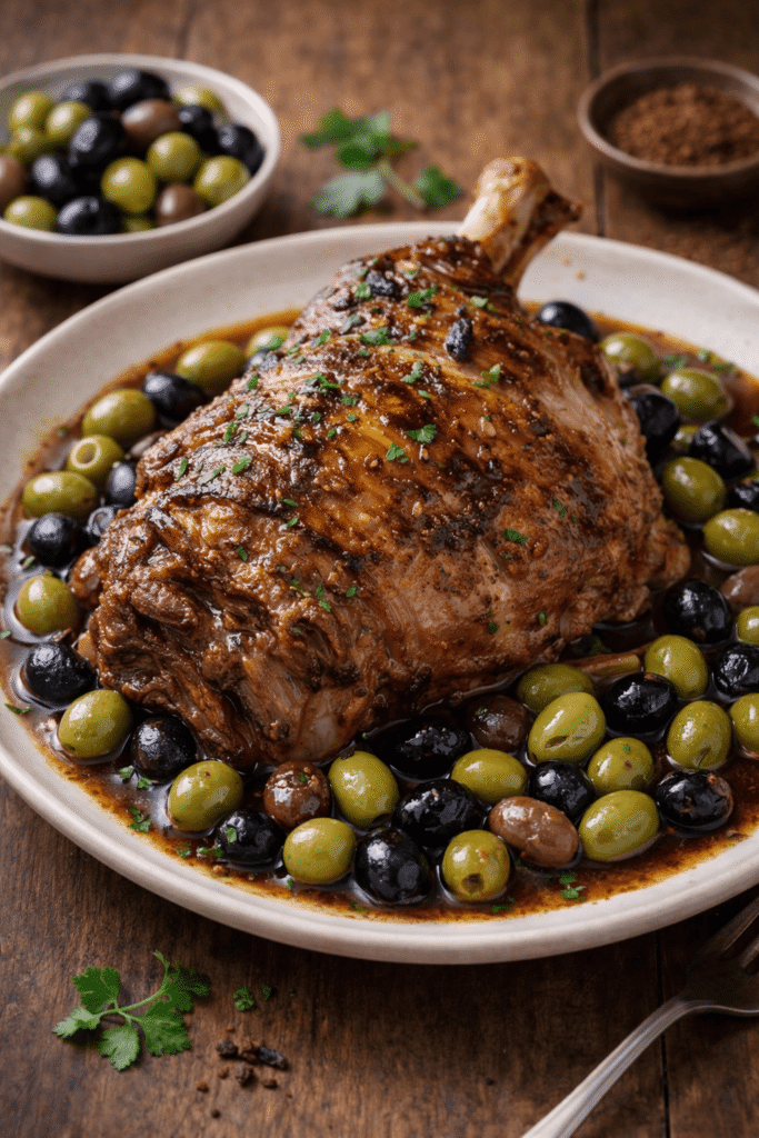 Epaule d'Agneau confite aux olives