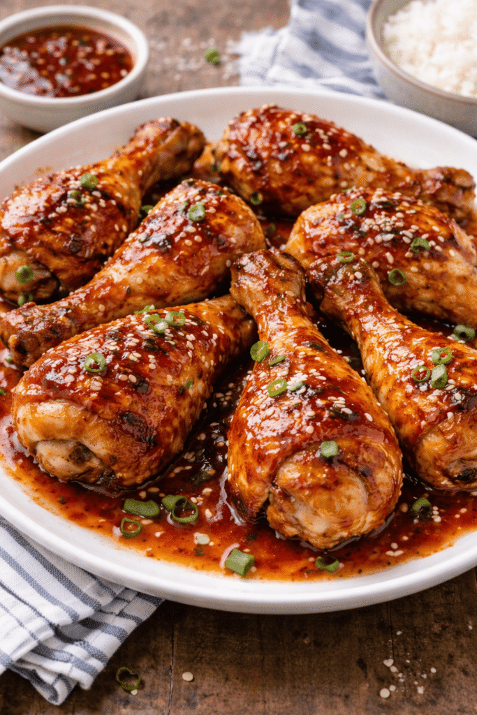 Poulet rôti, sauce aigre douce, riz et légumes