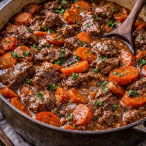Mijoté de bœuf, au légumes nouveaux et tagliatelles