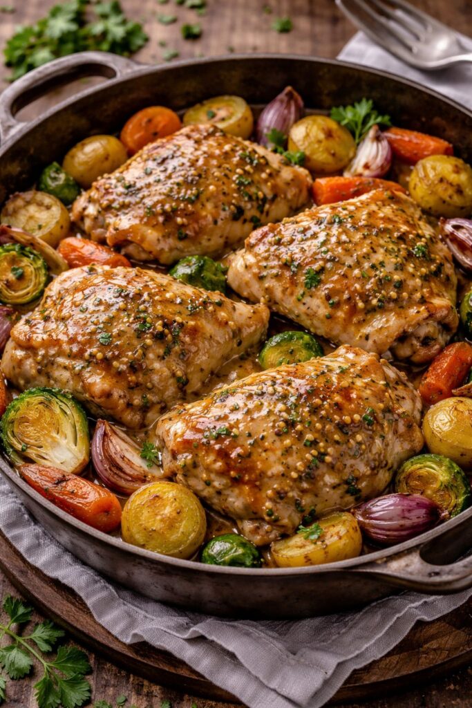 Poulet rôti sauce moutarde