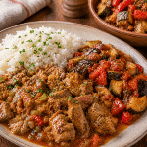 Axoa de veau, riz et ratatouille du Local