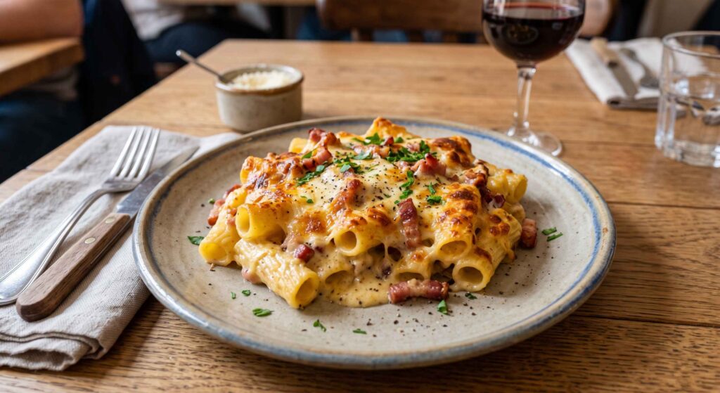 Gratin de macaroni façon carbonara