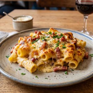 Gratin de macaroni façon carbonara